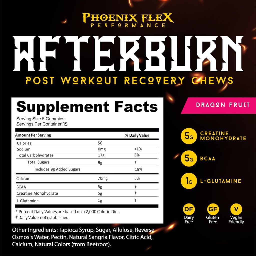 Phoenix Flex After Burn Creatine Monohydrate Chews - Dragon Fruit, 15svgs.