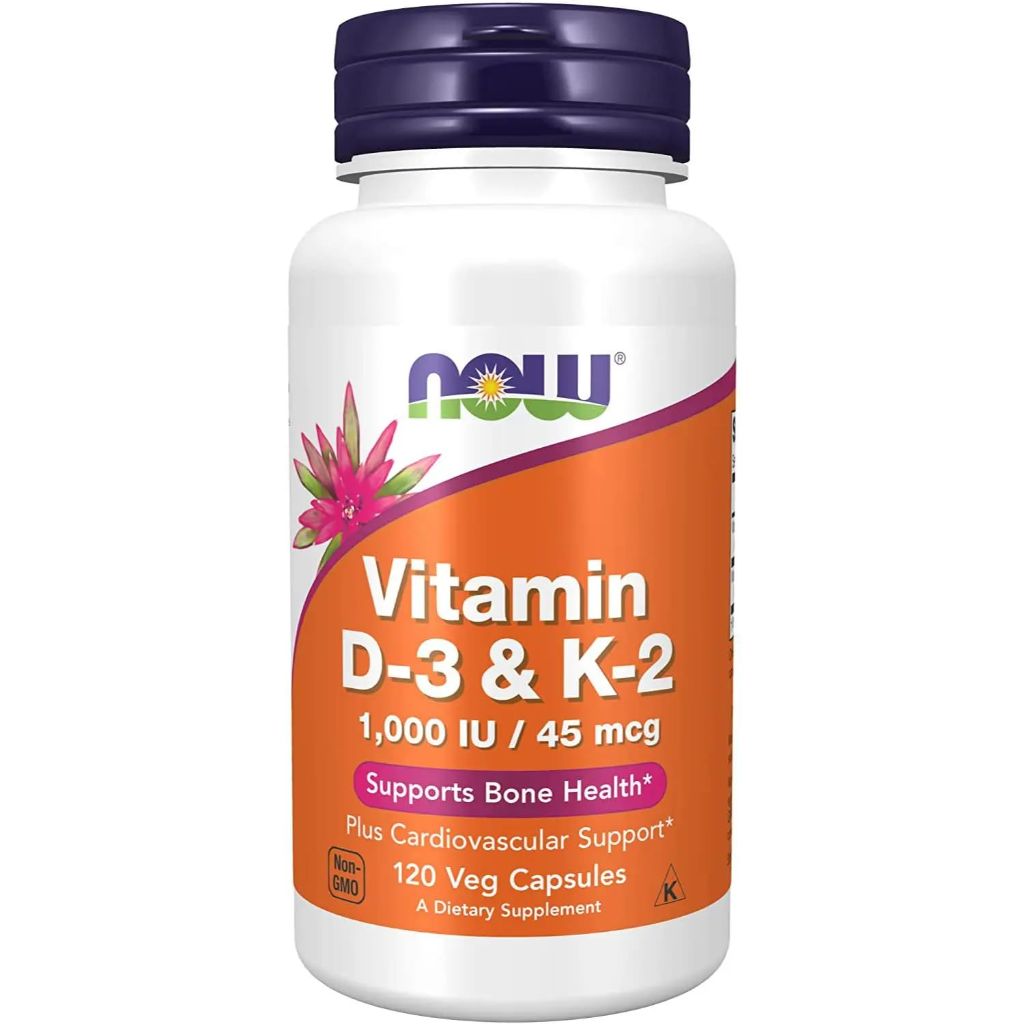 Now Supplements Vitamin D3 (1,000 IU) & K2 (45mcg) - 120 Capsules