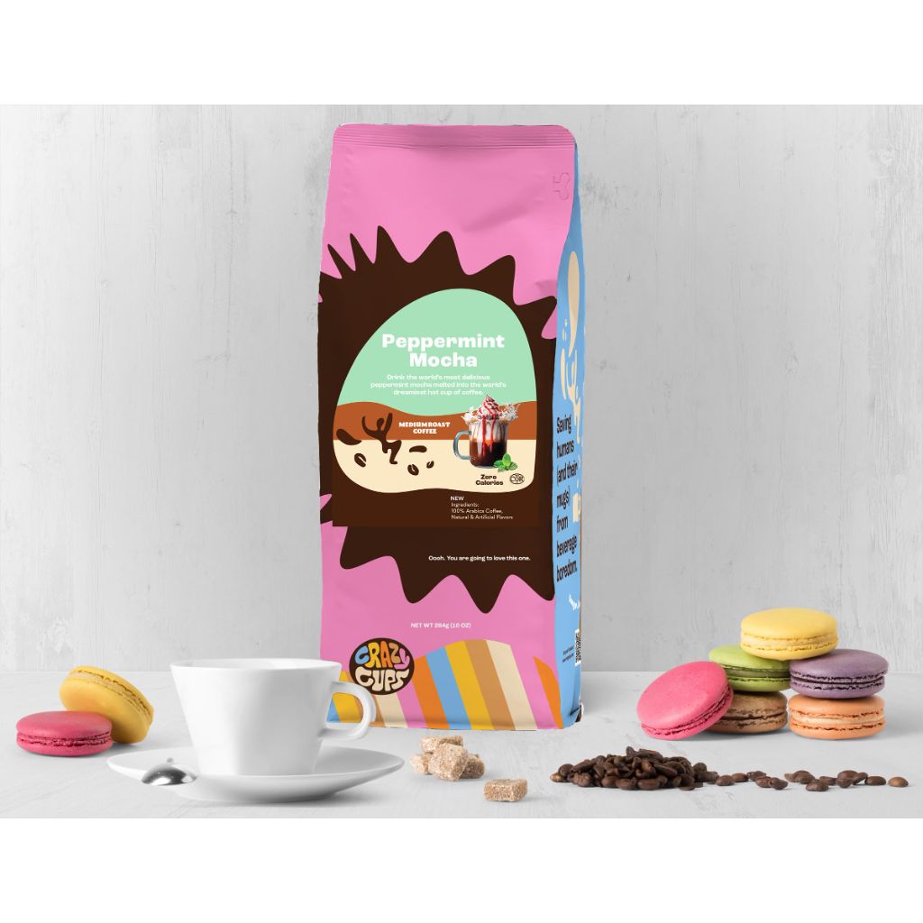 Crazy Cups Flavored Ground Coffee - Peppermint Mocha, 10 oz Bag