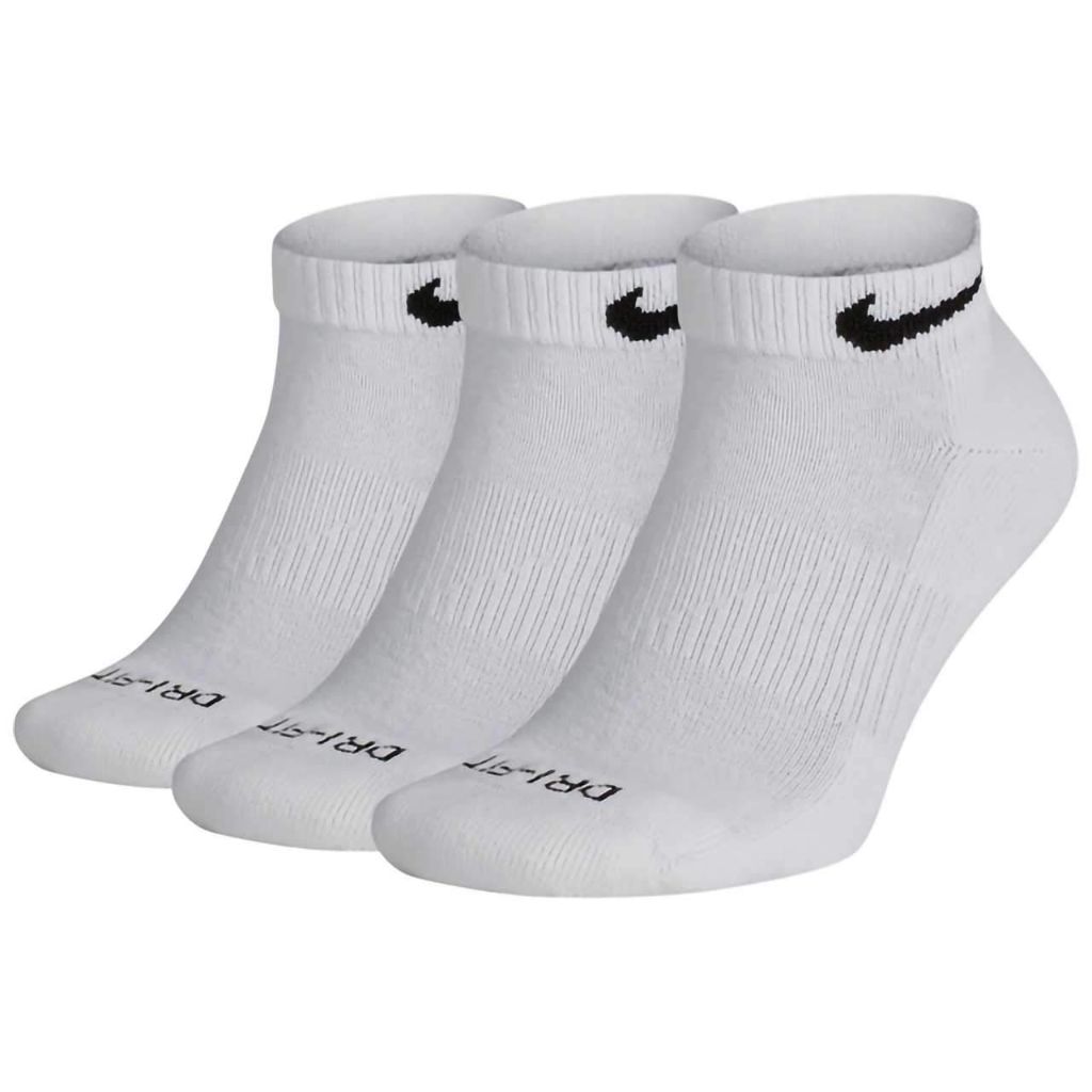 Nike Adult's Everyday Plus Cushioned Training Ankle Socks - White, Size L (3 Pairs)