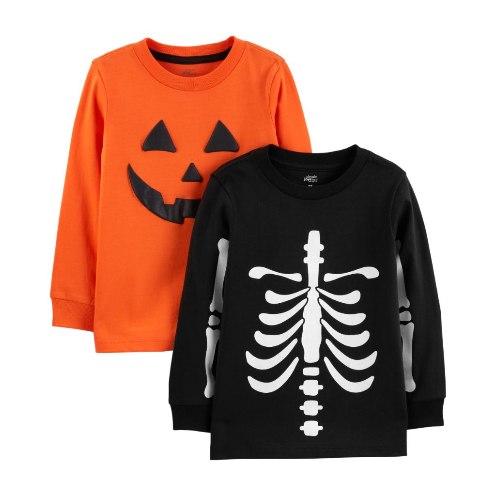 Carter's Baby Boys' 2-Pack Halloween Long-Sleeve Tees - Size 3-6 Mos.