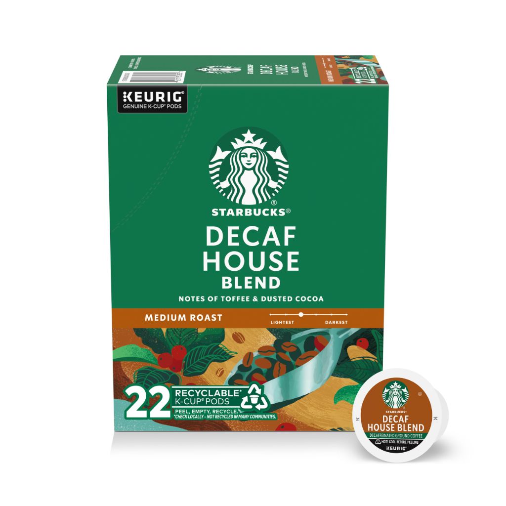Starbucks Decaf House Blend Medium Roast Keurig K-Cup Coffee Pods, 22ct.