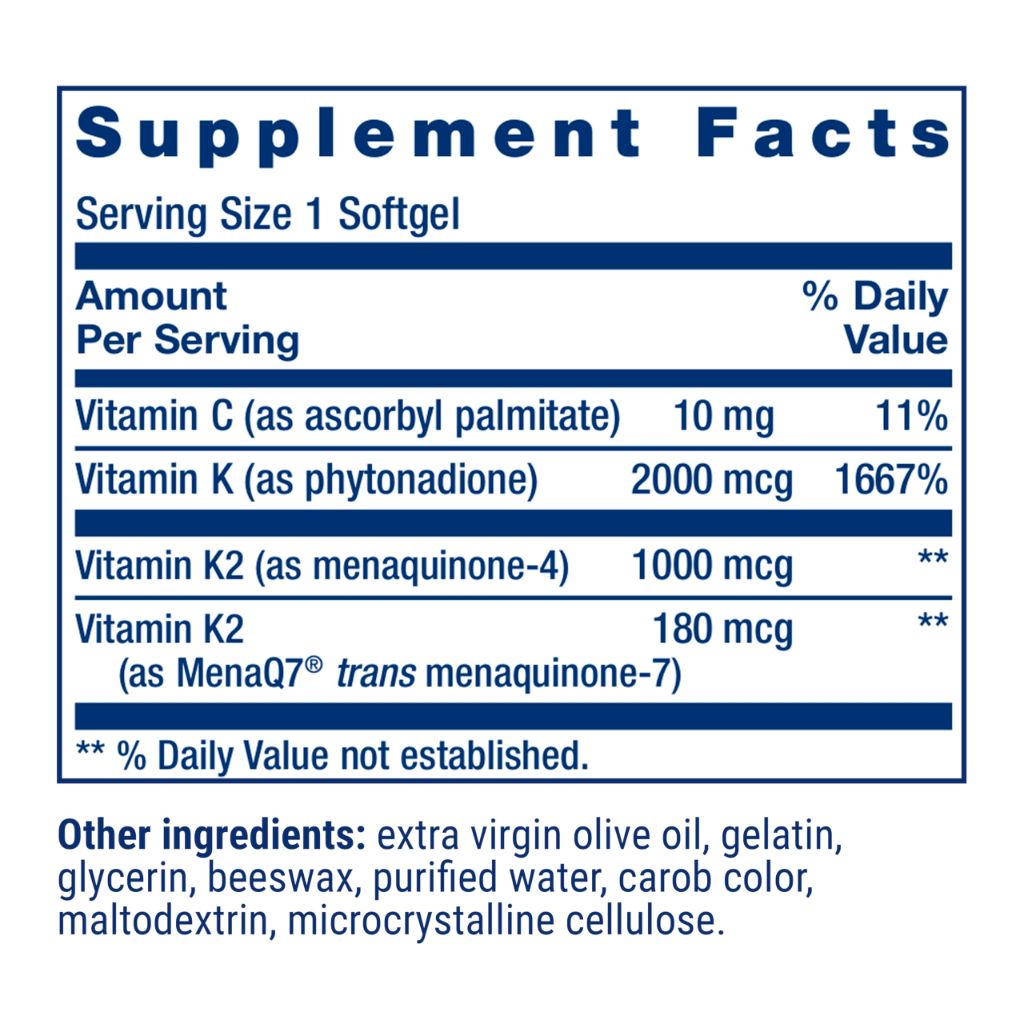 Life Extension Super K Vitamin K1, Vitamin K2 mk-7, Vitamin K2 mk-4 - 90 Softgels