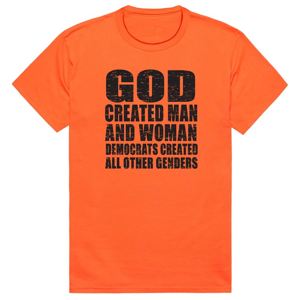 Rapiddominance "God Created Man and Woman" America T-Shirt - Orange, XL