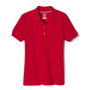 French Toast Girls' Picot Collar Short Sleeve Polo - Red, Size L (14/16)