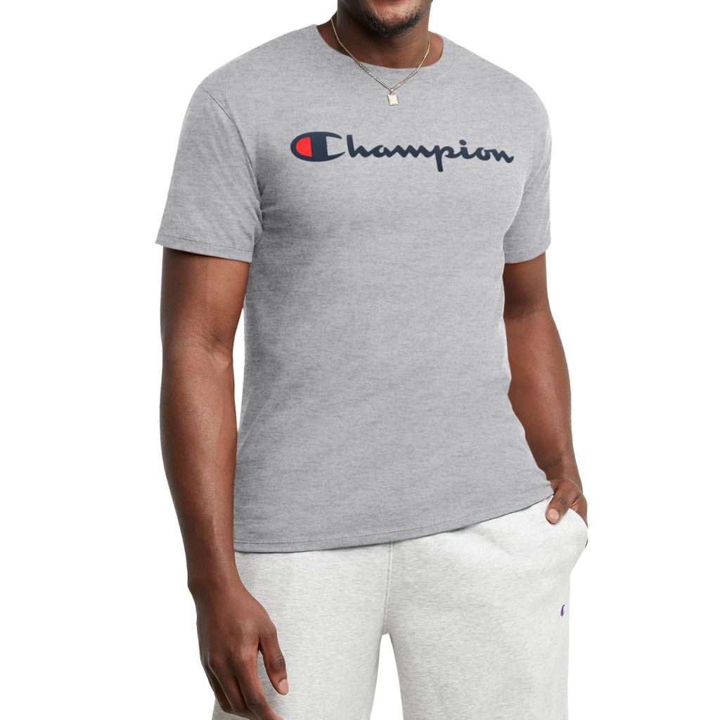 SZ XS, Champion Men's Classic Script T-Shirt - Oxford Gray, XS
