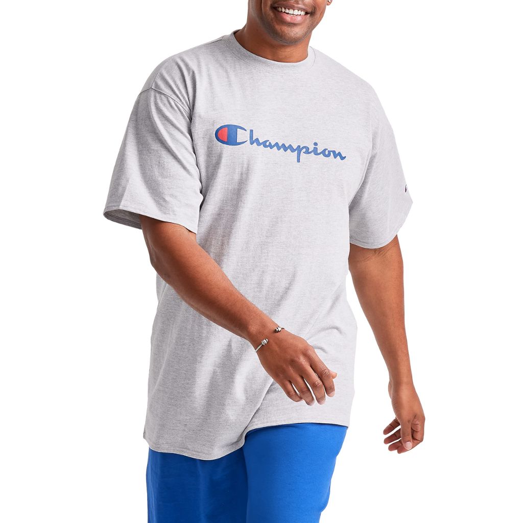 SZ XS, Champion Men's Classic Script T-Shirt - Oxford Gray, XS