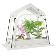 JELUCAMP Small Greenhouse with Window, Clear PVC Cover - White