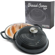 Segretto Cookware 11" Enameled Cast Iron Bread Over with Lid - Black (Nero)