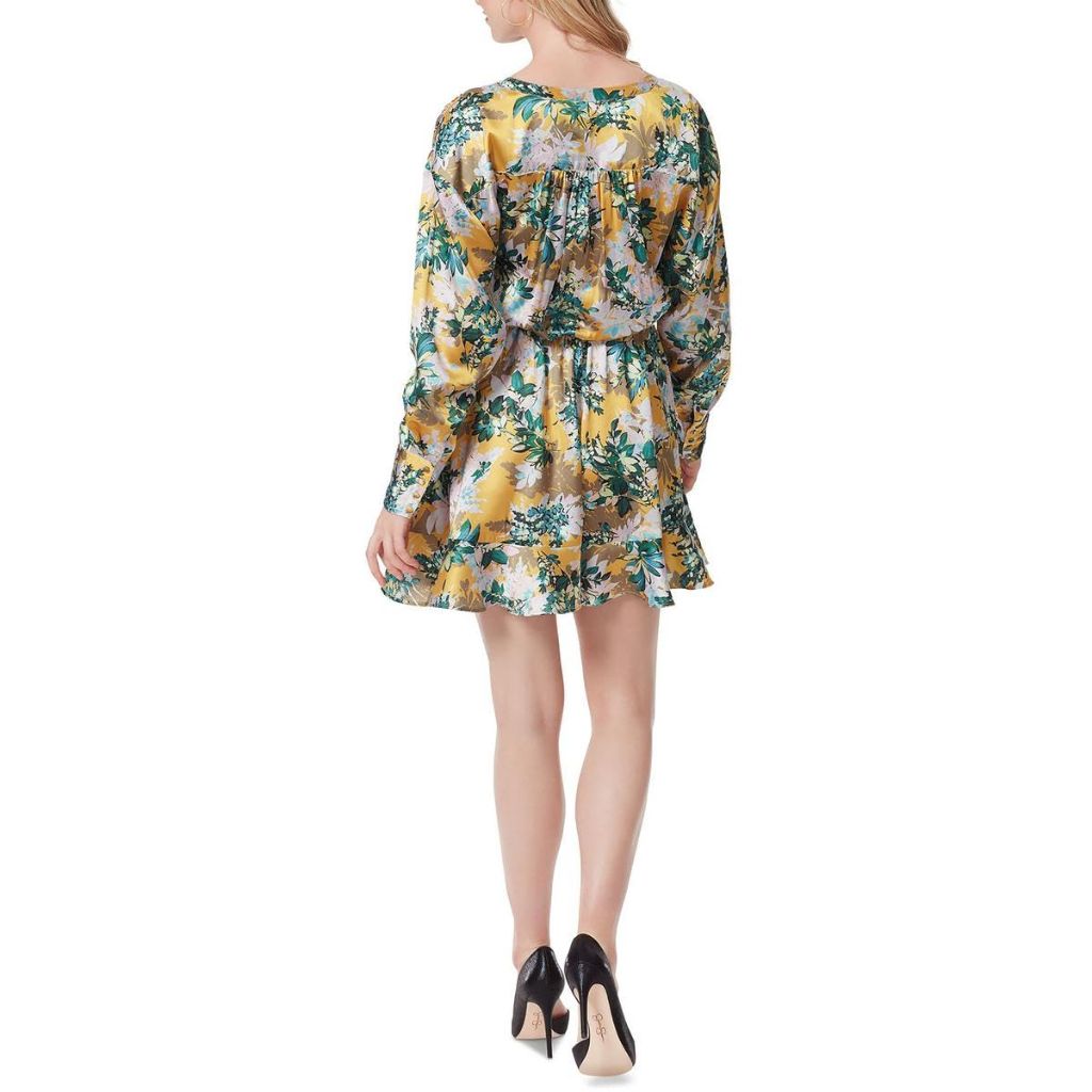 Jessica Simpson Women's Shiloh Button Up Front Dress - Bloom Field-Golden Rod, Size Small