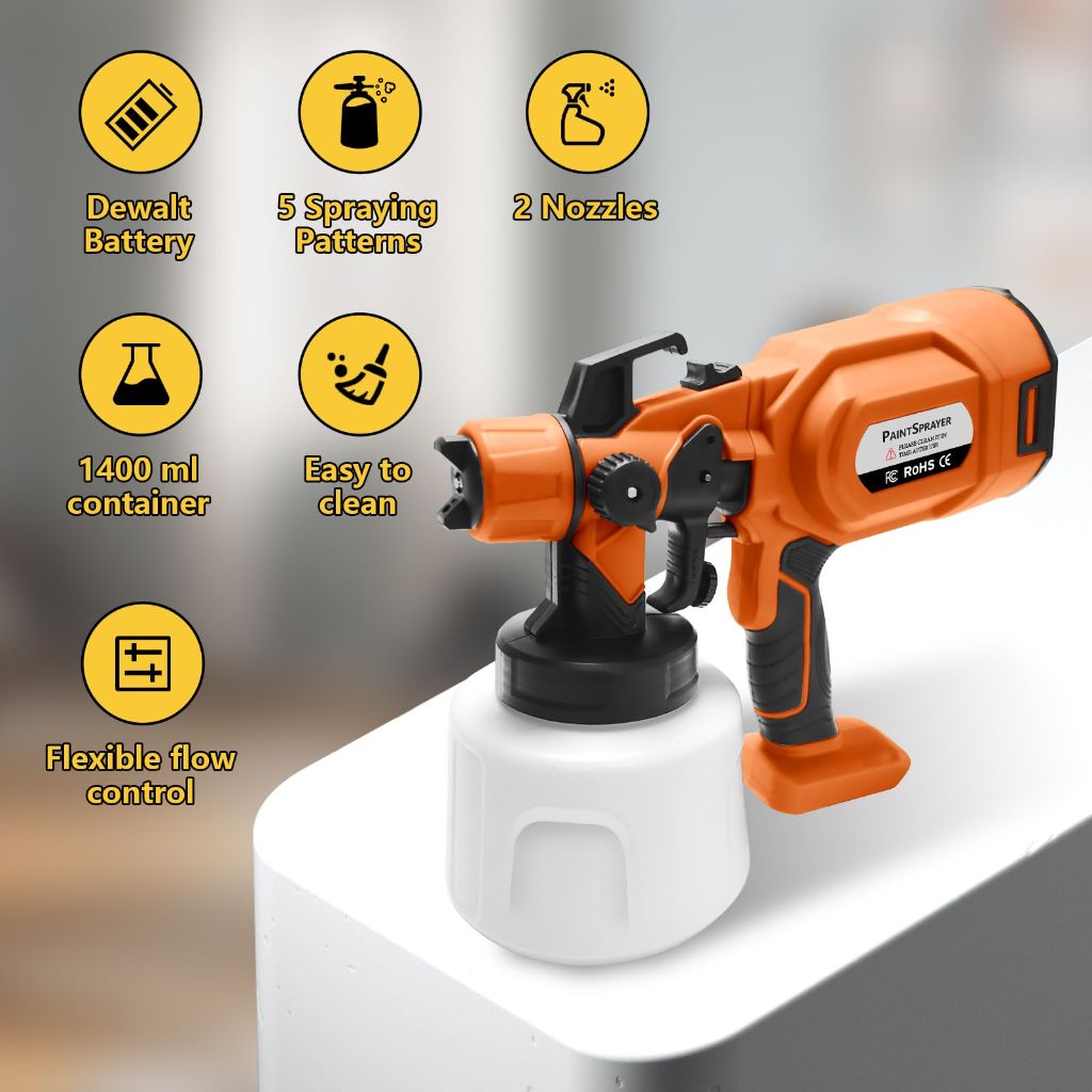Xpersoul Cordless Paint Sprayer, Compatible with Dewalt 20V Max Battery (Not Included)