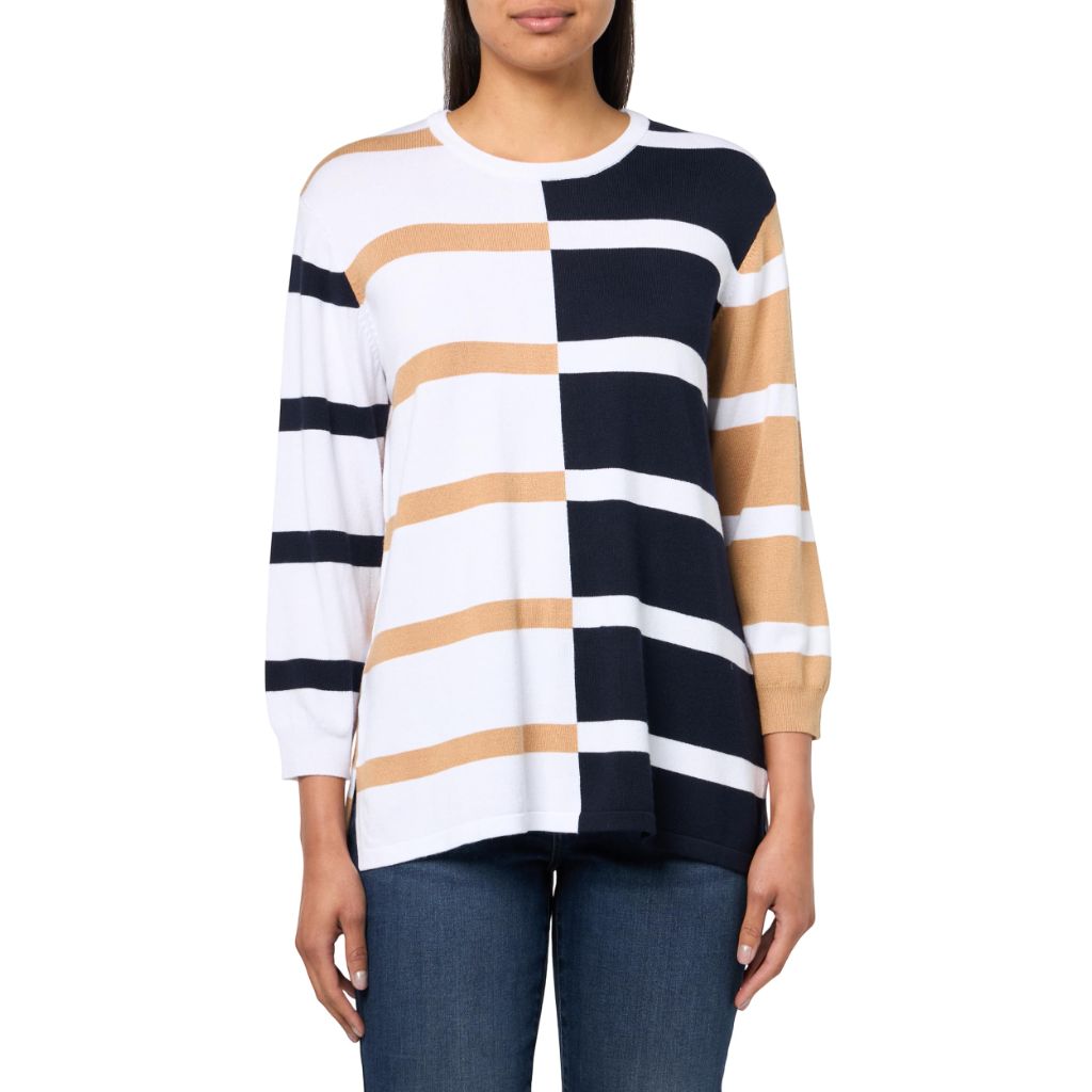 Multiples Women's Three-Quarter Sleeve Drop Neck Sweater Top - Multi-Color, XL