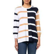 Multiples Women's Three-Quarter Sleeve Drop Neck Sweater Top - Multi-Color, XL