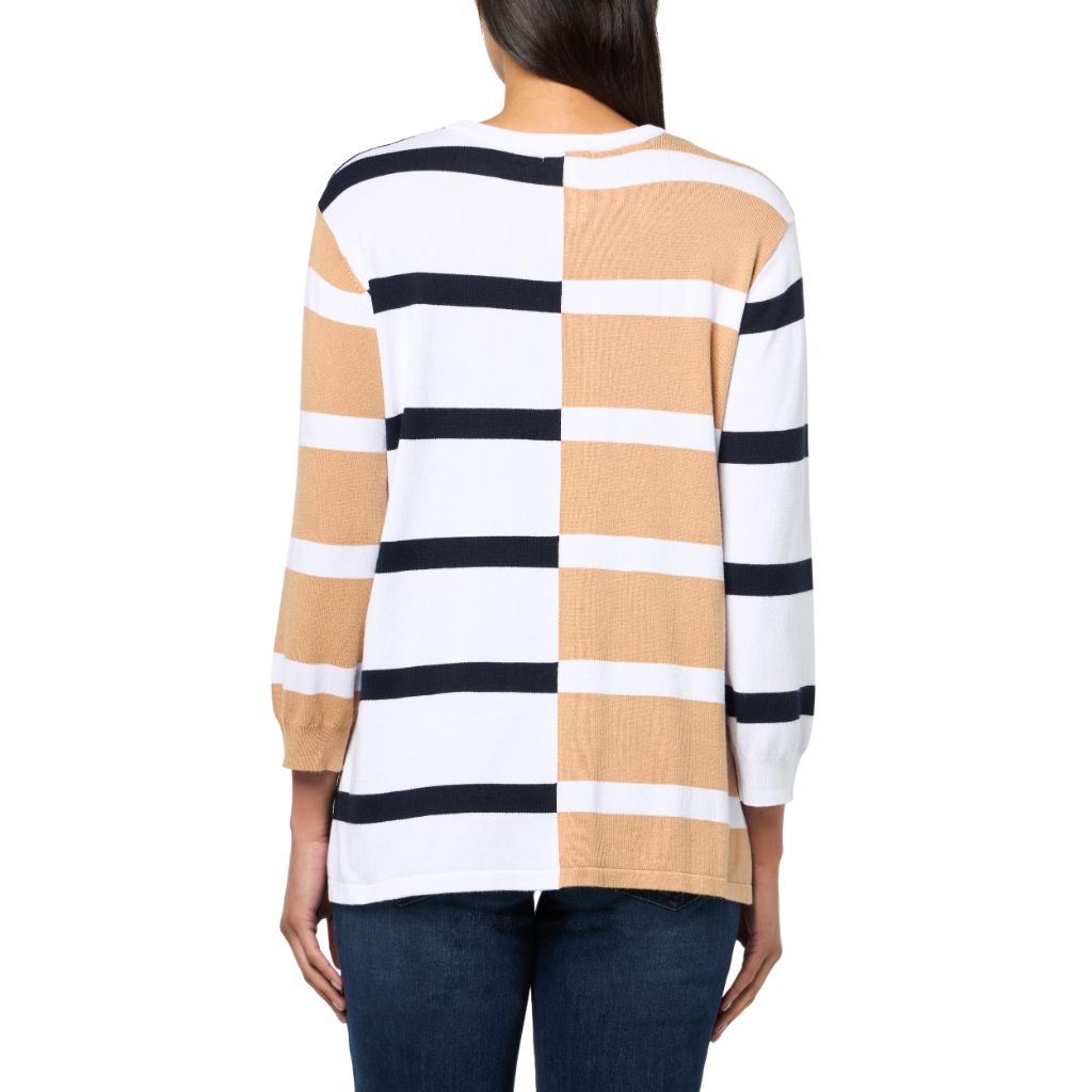 Multiples Women's Three-Quarter Sleeve Drop Neck Sweater Top - Multi-Color, XL