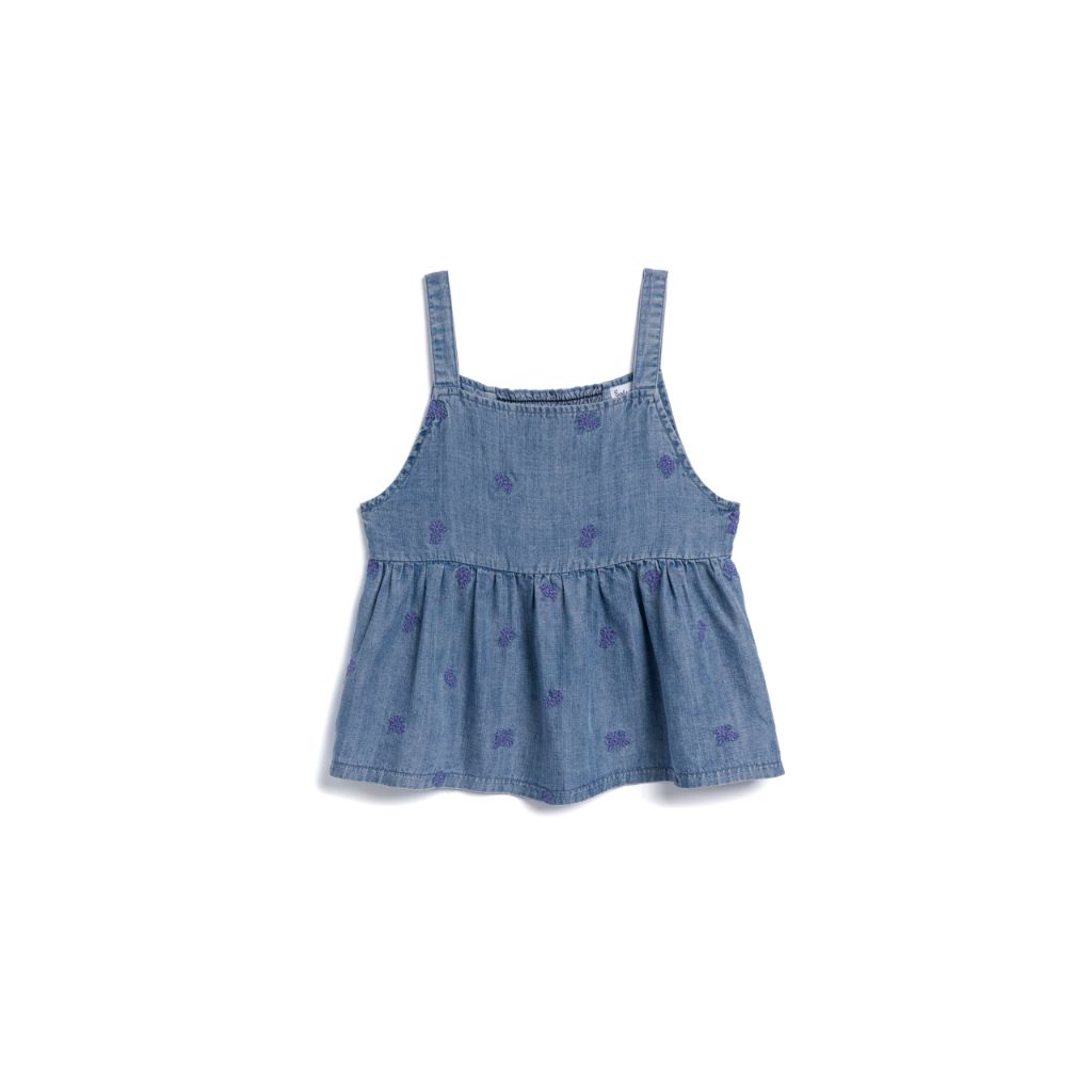 Splendid Girls Tossed Flower Tank Top - Bleached Indigo, Size 14