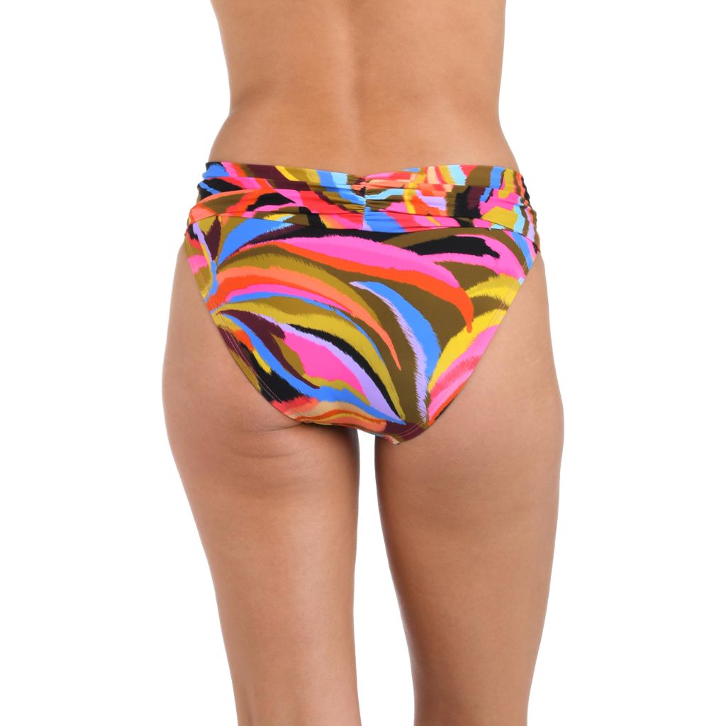La Blanca Women's Shirred Band Hipster Swimsuit Bottom - Multi/Tropical Waves, Size 2