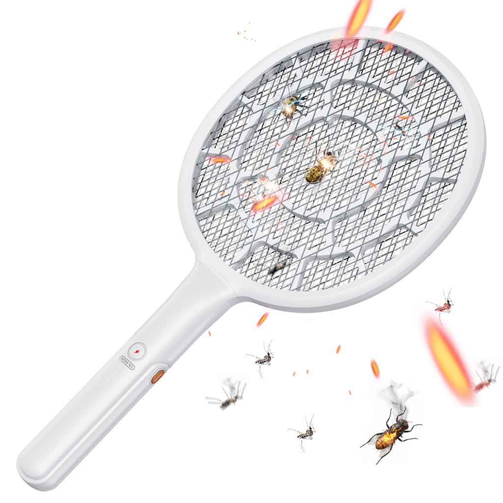 YsChois Electric Fly Swatter Bug Zapper, Battery Powered (White)