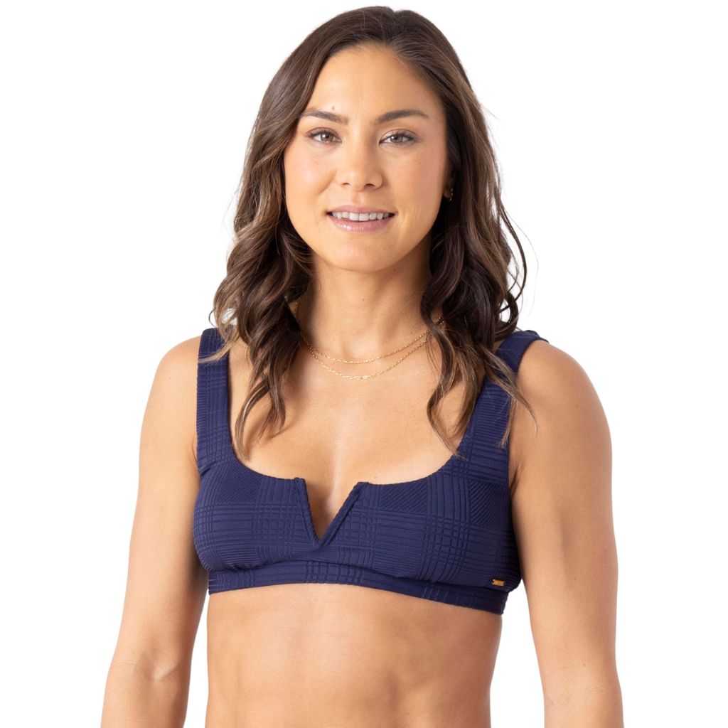 Nautica Women's V-Wire Bralette Swim Top - Deep Sea Blue, Size Medium