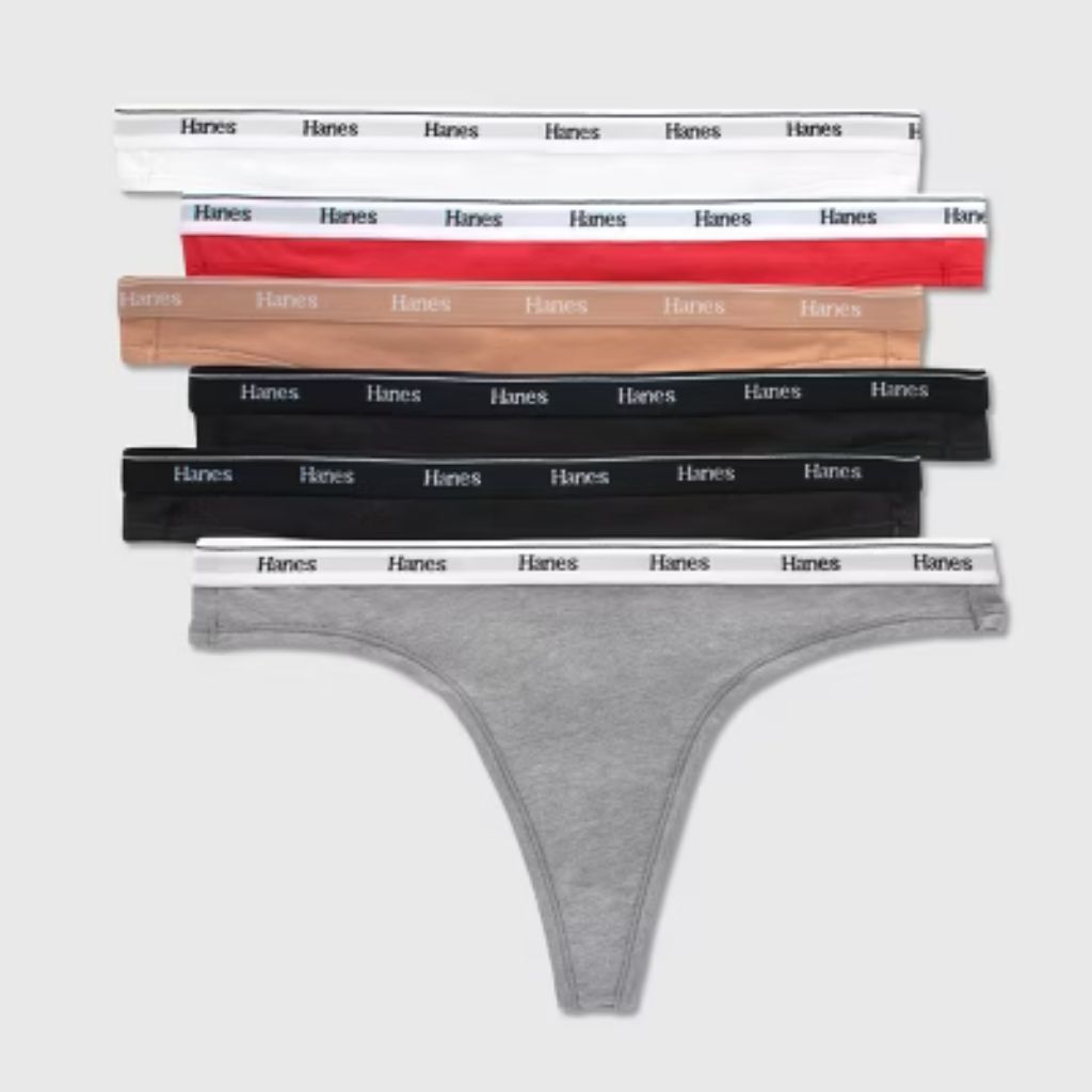 Hanes Originals Women's Thong Panties - Assorted Colors, Size XL (6 Pair)