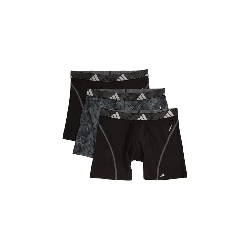 adidas Men's Performance Mesh Graphic Boxer Briefs - Black/Gray, Medium (3 Pair)