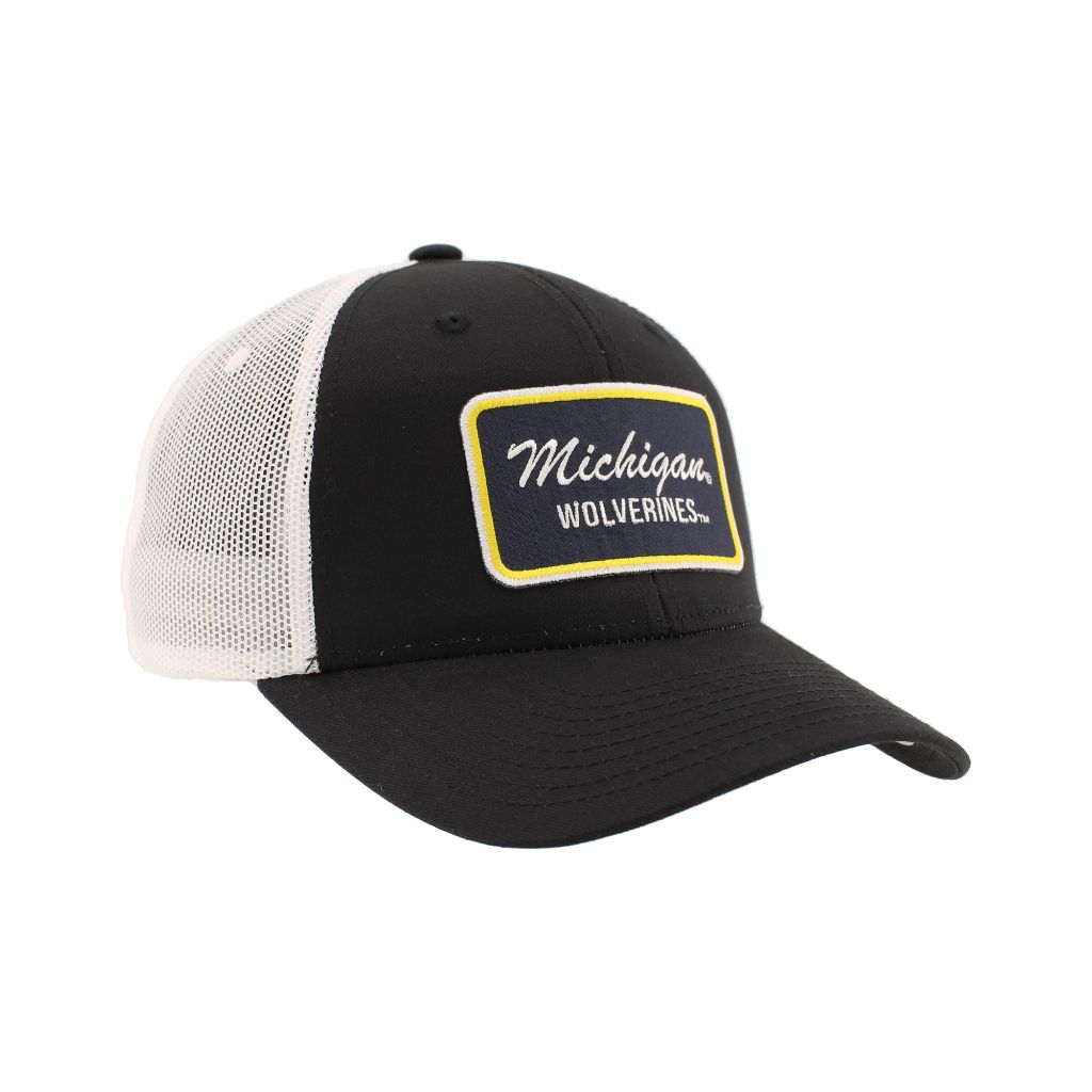 Zephyr Hats Standard Snapback Hat - Michigan Wolverines Big Rig Patch, Black/White (One Size)