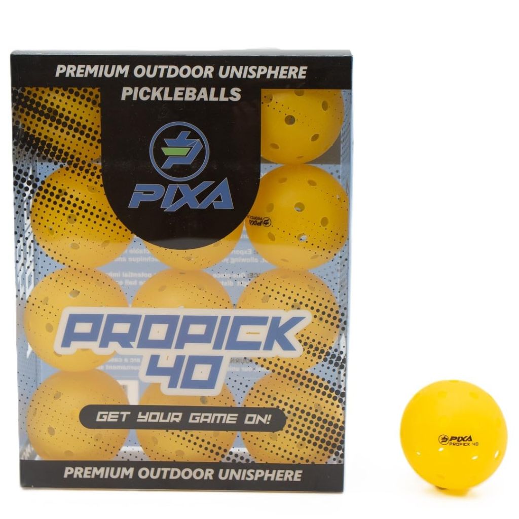 PIXA Propick 40 Unisphere Premium Outdoor Pickleballs - Bright Yellow, 12ct.