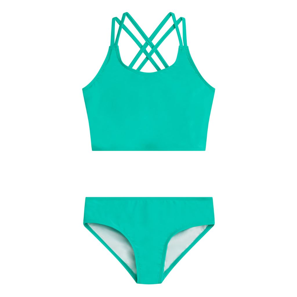 Kanu Surf Girls Waverly UPF 50+ Criss-Cross Tankini Swimsuit - Atlantis, Size 16