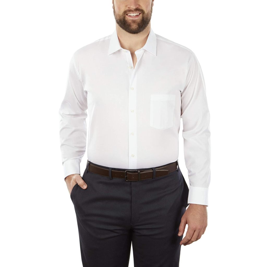 Van Heusen Men's Tall Fit Wrinkle-Free Flex Collar Dress Shirt - White, 17 (37/38)