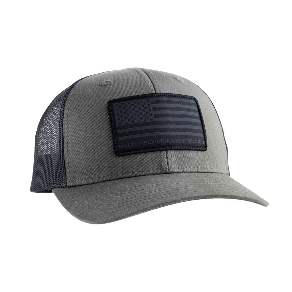Magpul Snap Bat Trucker Baseball Cap - Flag Patch Charcoal/Black, One Size