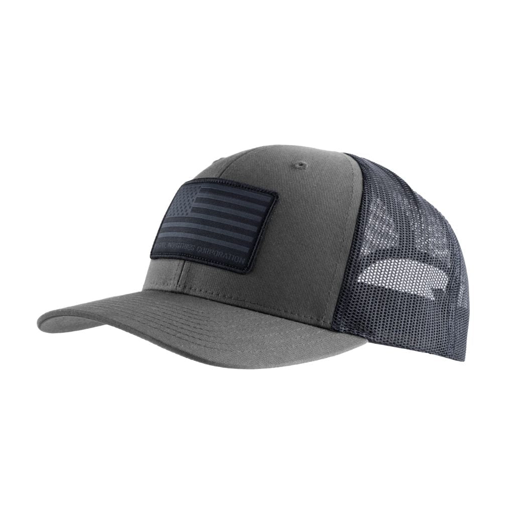 Magpul Snap Bat Trucker Baseball Cap - Flag Patch Charcoal/Black, One Size