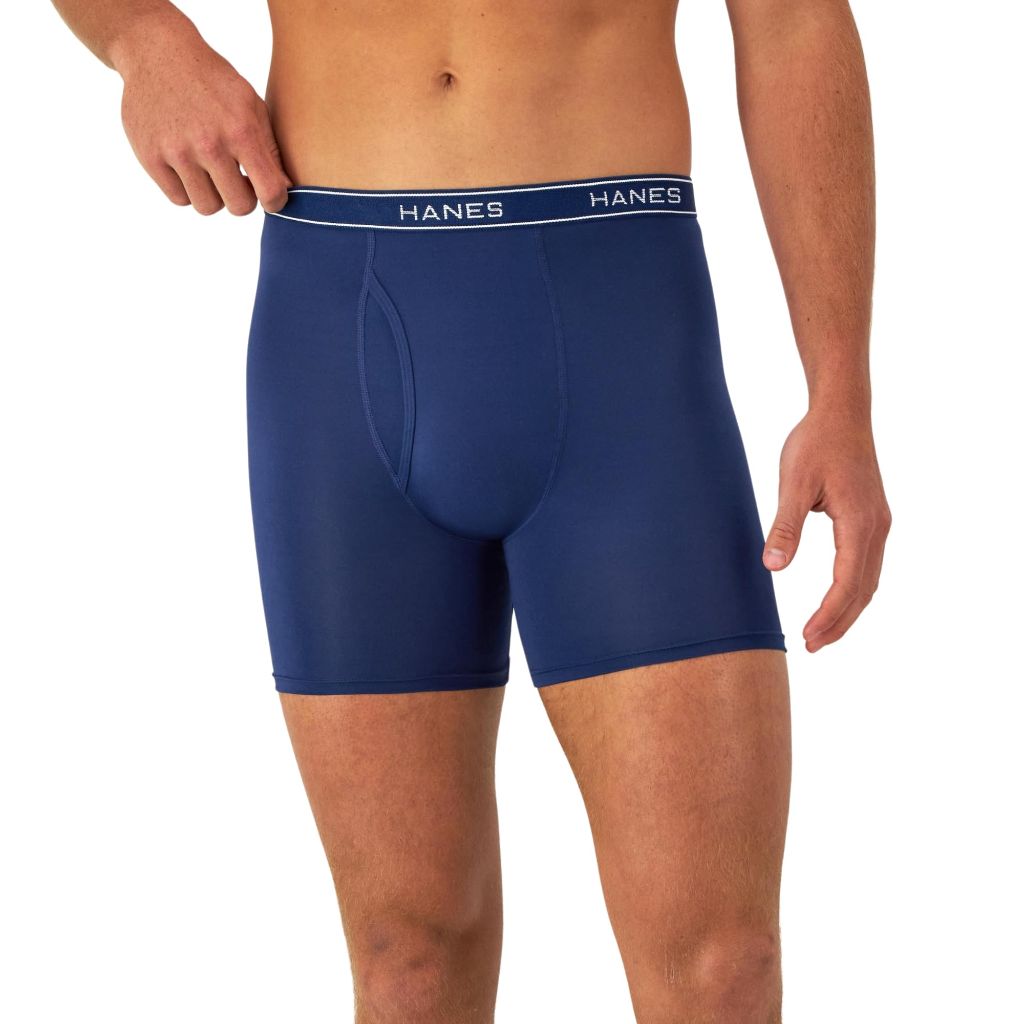 Hanes Men's Value Performance Stretch Boxer Briefs - Black/Blue, Medium (6 Pair)
