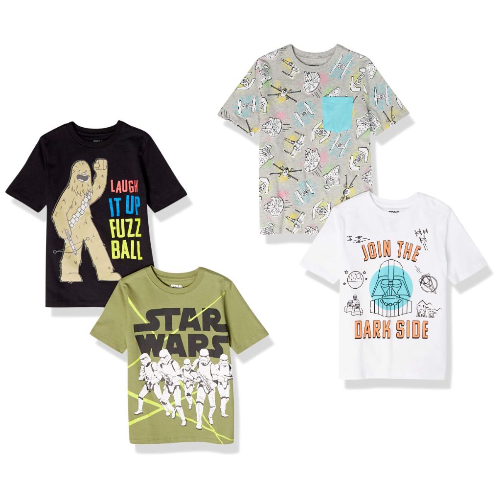 Amazon Essentials Boy's Star Wars Short-Sleeve T-Shirts - XXL (4 Pack)