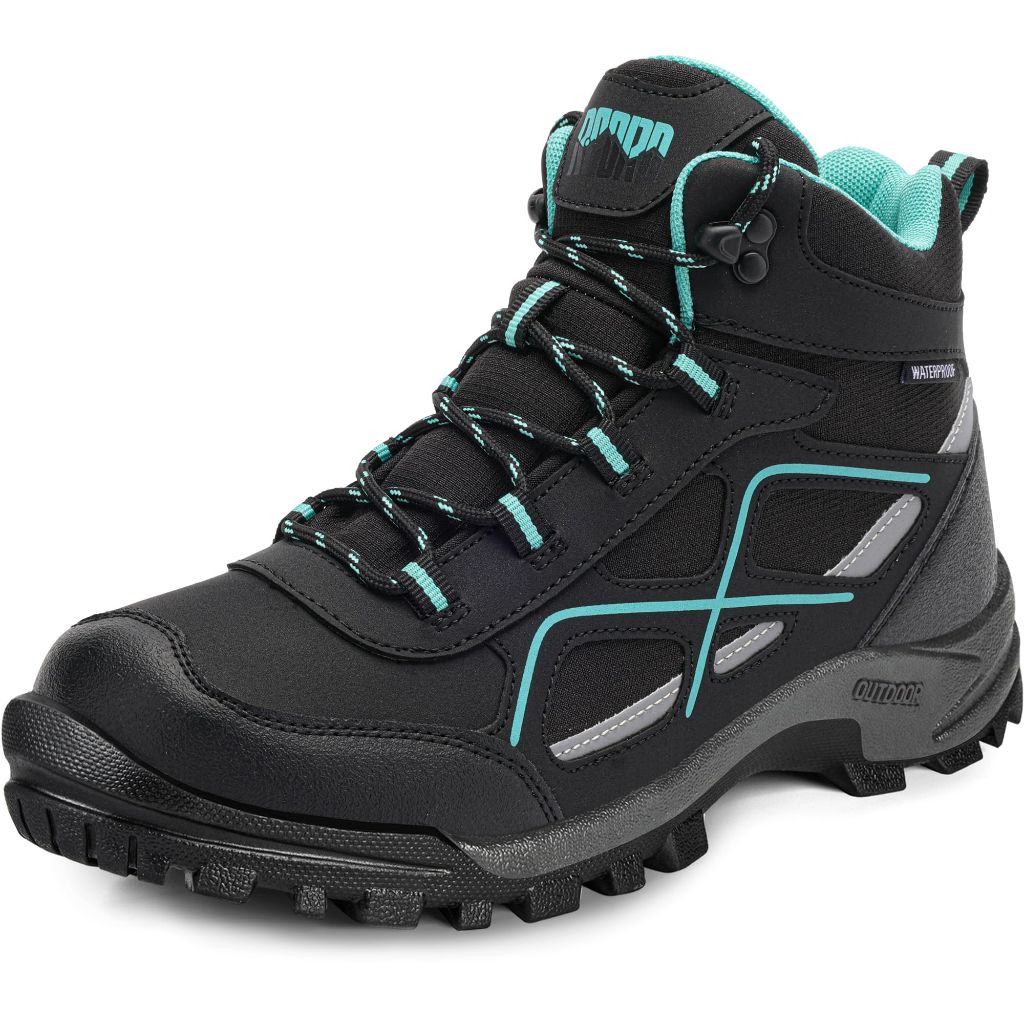 RCORD Womens Waterproof Hiking Boots Waterproof - Black, Size 7