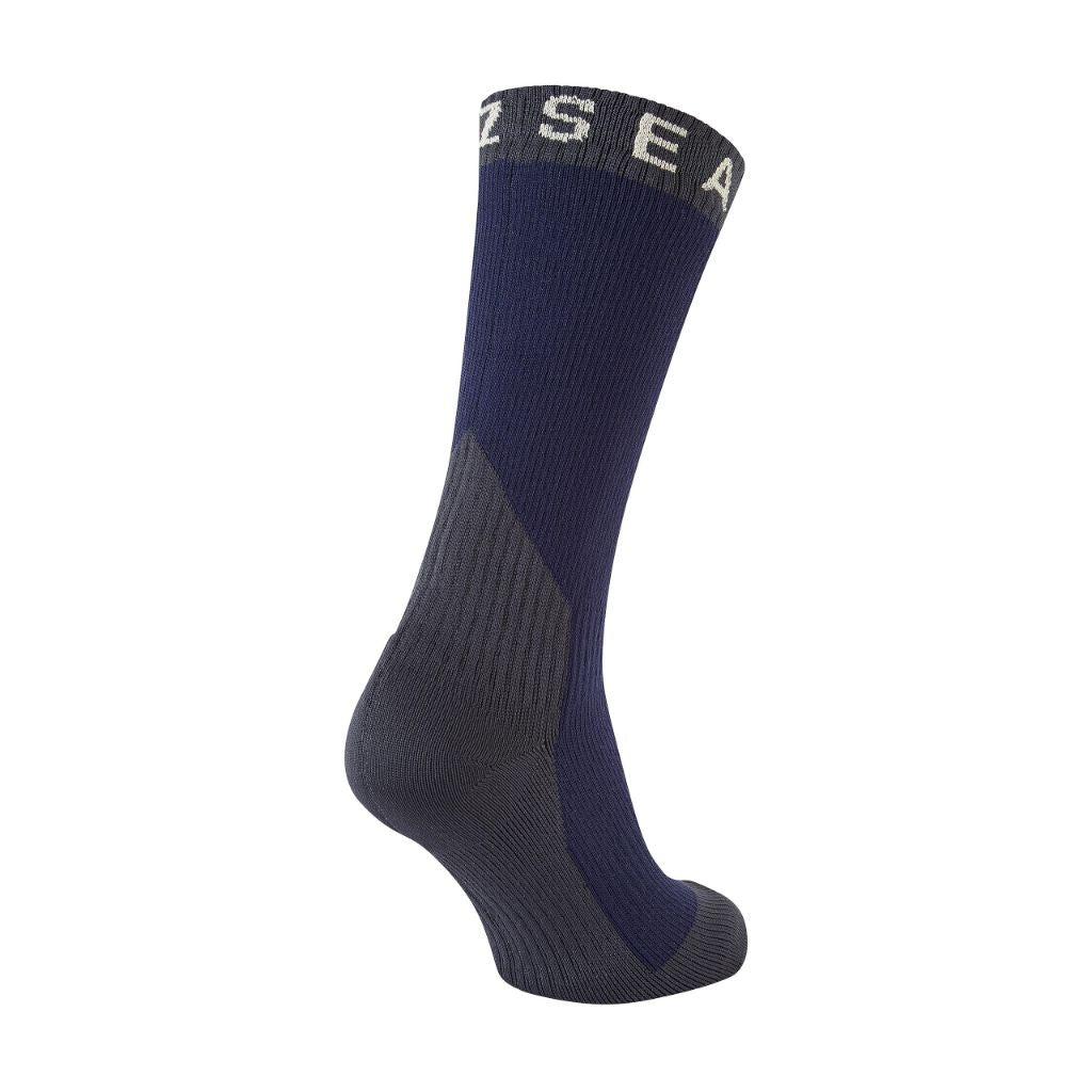 SEALSKINZ Unisex Waterproof Extreme Cold Weather Mid Length Merino Wool Lined Socks - Navy/Gray, Medium