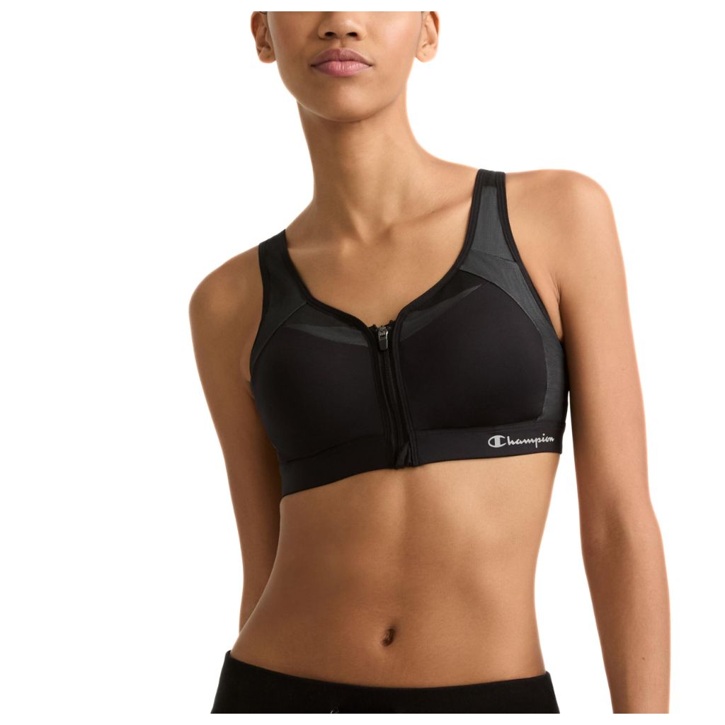 Champion Motion Control Front-Zip Sports Bra - Black, 36DD