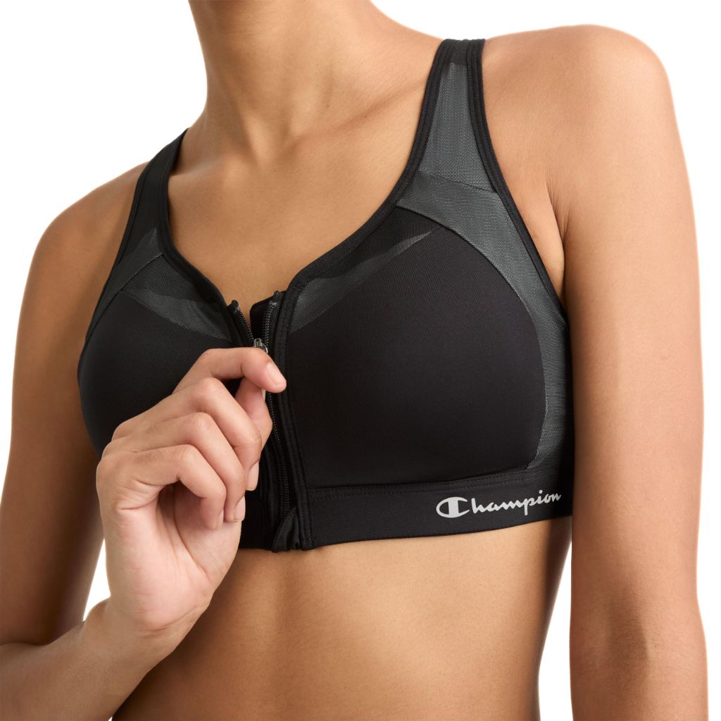 Champion Motion Control Front-Zip Sports Bra - Black, 36DD