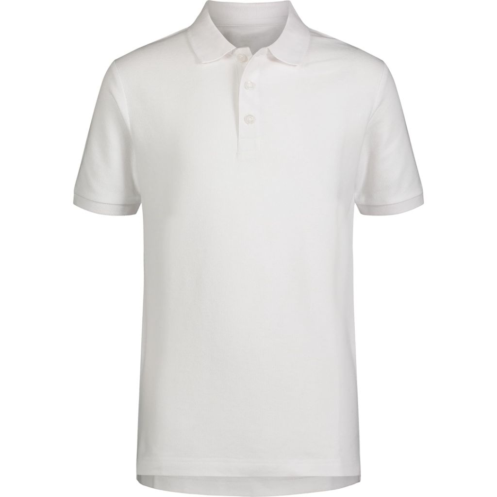 IZOD Boys' School Uniform Adaptive Short Sleeve Pique Polo with Velcro Closure - White, Size 8