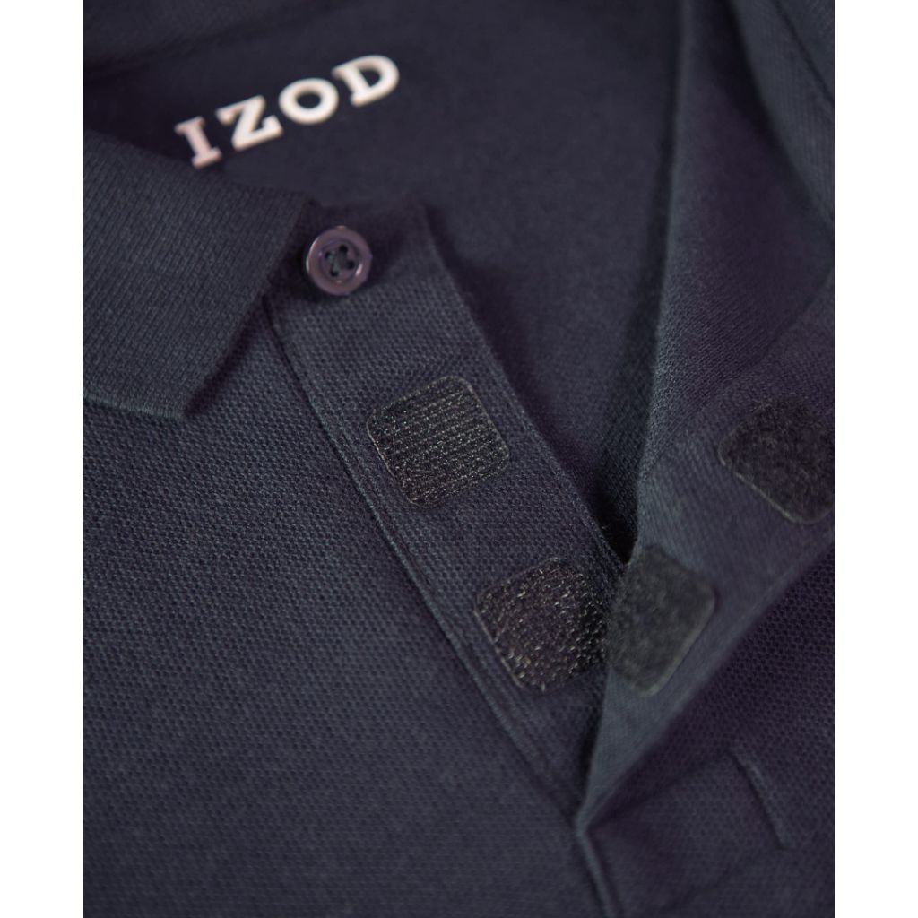 IZOD Boys' School Uniform Adaptive Short Sleeve Pique Polo with Velcro Closure - White, Size 8