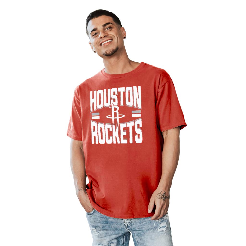 Blue 84 Men's NBA Ringspun Bold Team Color T-Shirt - Houston Rockets, Red (Small)