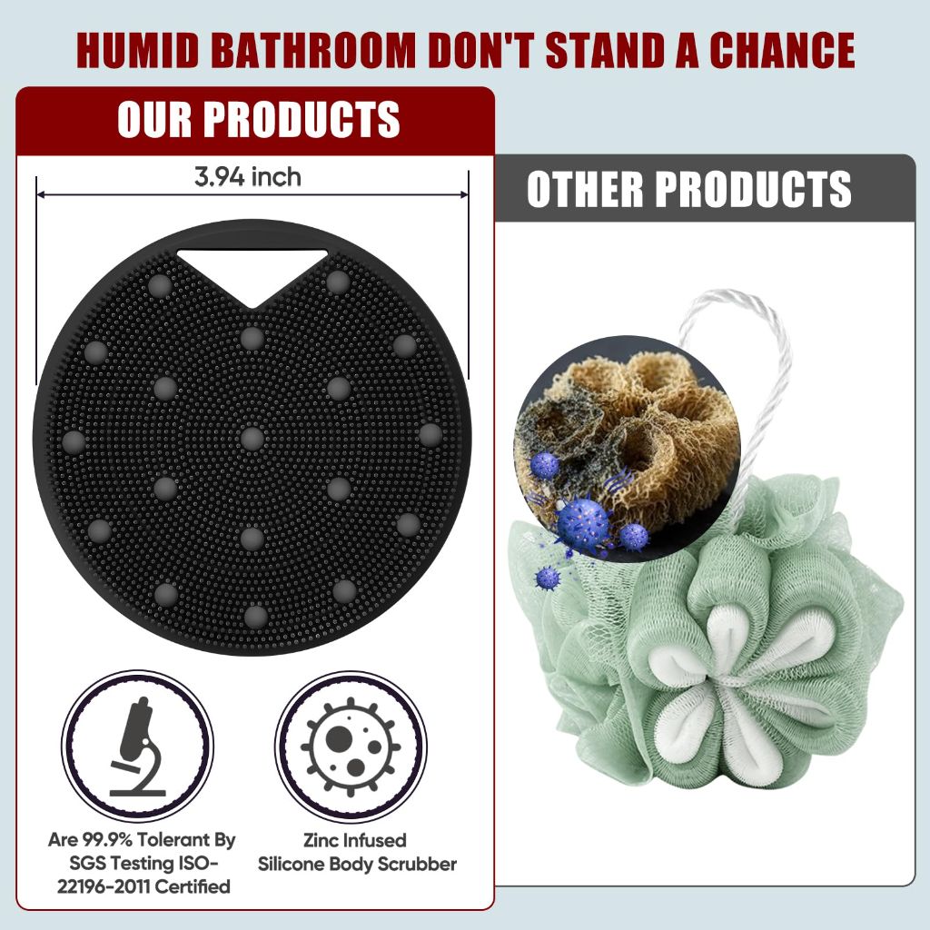 Canroom Silicone Body Scrubber - Black, 1pc.