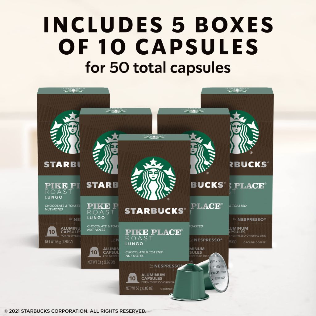 Starbucks Nespresso Original Line Pike Place Coffee Capsules, 100ct