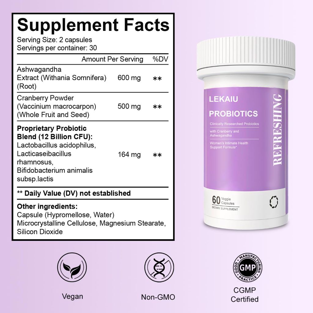 Lekaiu Vaginal Probiotics -Cranberry, 60 Capsules