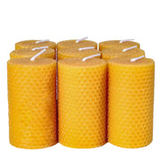 Beeswax Pillar Candles Bulk Set of 9 Handmade from 100% Pure Natural Rolled Bees Wax - Measures 2" x 3.4