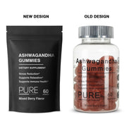 Pure Vitamins Ashwagandha Gummies 300mg Root Extract + Vitamin D2 - Mixed Berry, 60ct.