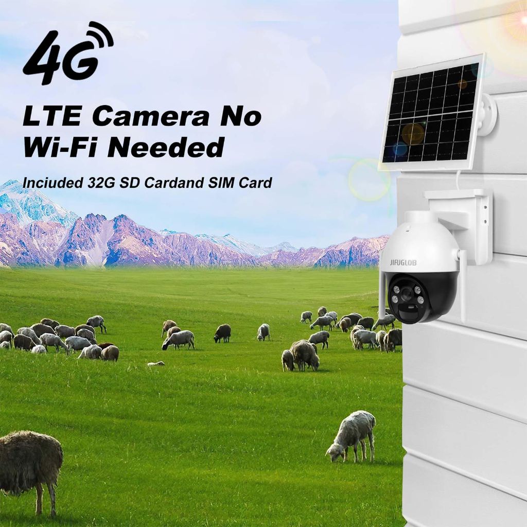 Ip Camera 4G LTE Cellular Solar Security Camera - White