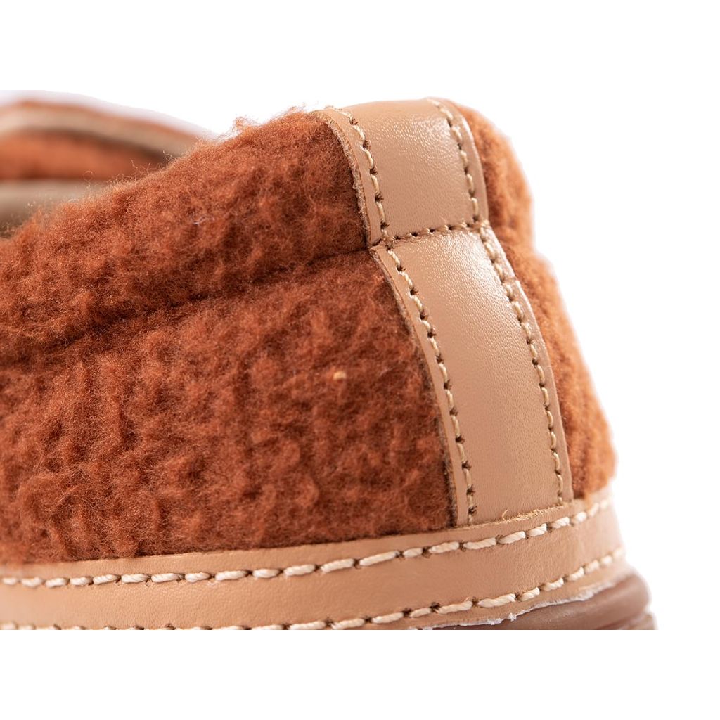REVITALIGN Women's Malibu Teddy Lace-Up Loafers - Leather Brown Faux Fur, Size 9.5D