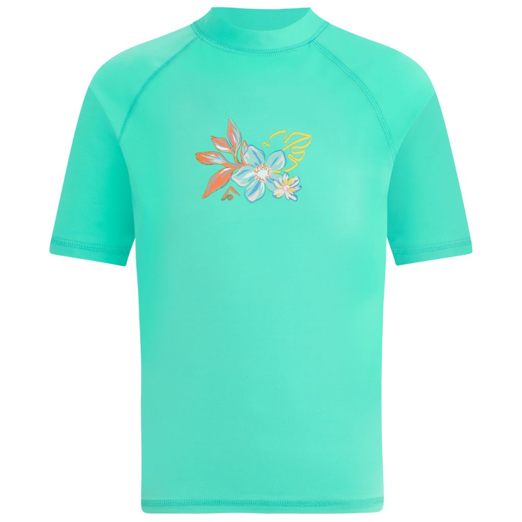 Kanu Surf Girl's Daria Rashguard Short Sleeve Shirt - Green, Size 12