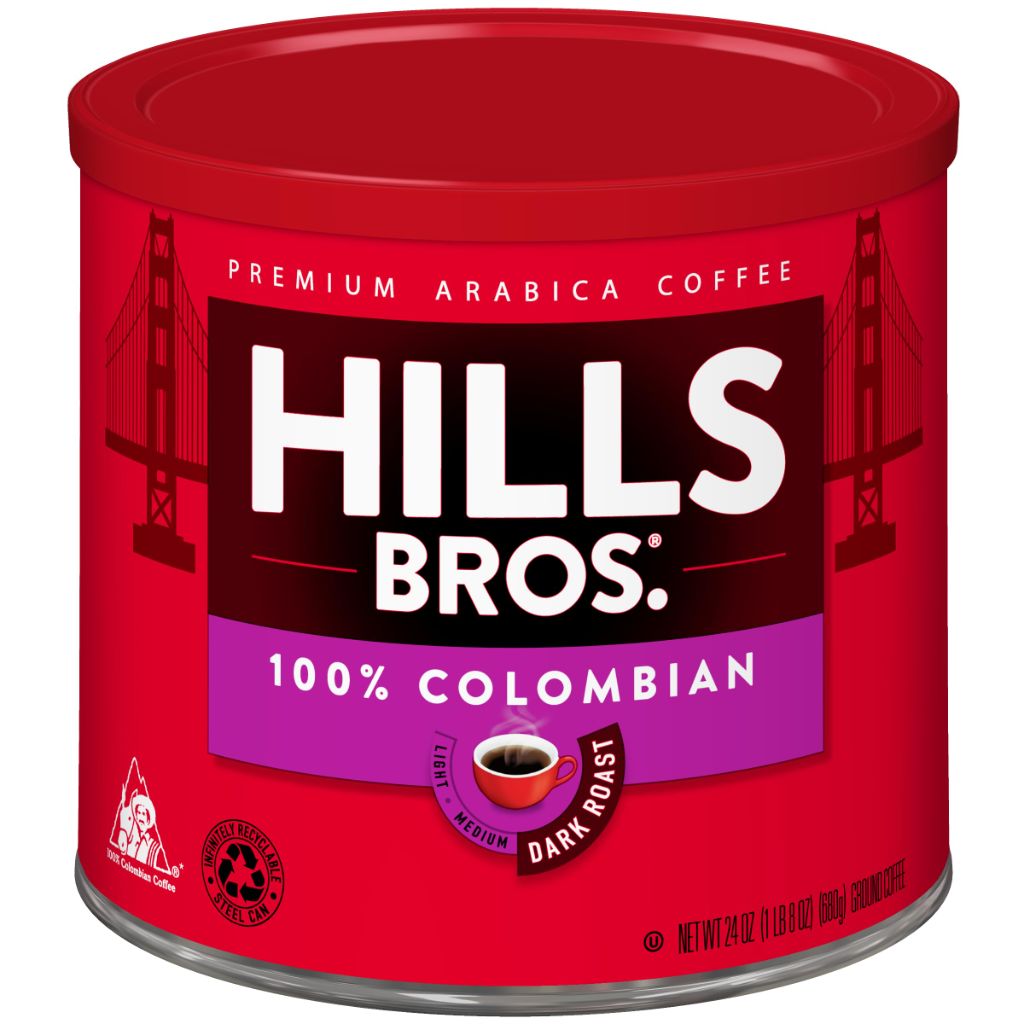 Hills Bros. 100% Colombian Dark Roast Ground Coffee – 24 oz Can