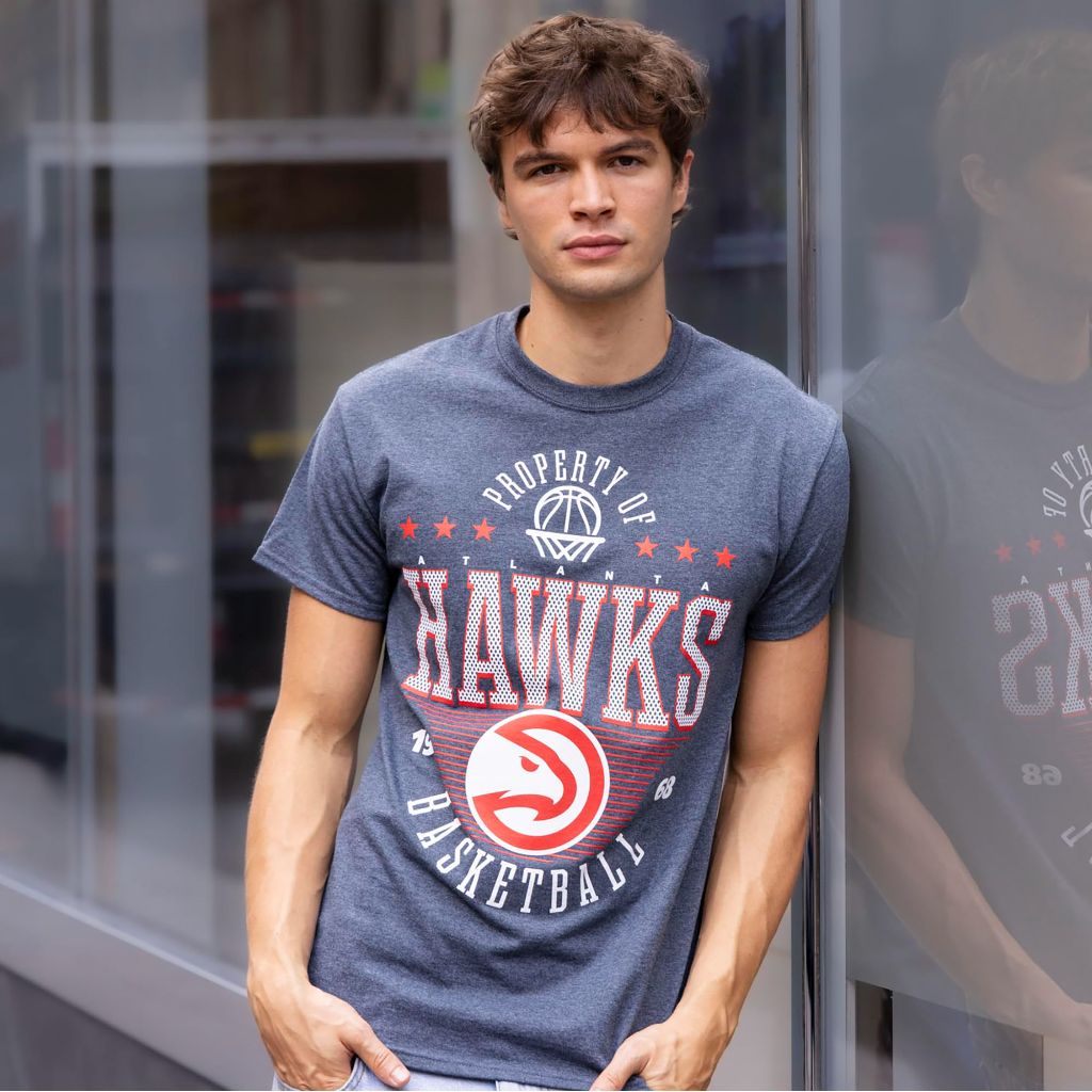 Ultra Game Men's NBA Official Super Soft Mad Props T-Shirt - Atlanta Hawks, Heather Charcoal (Small)