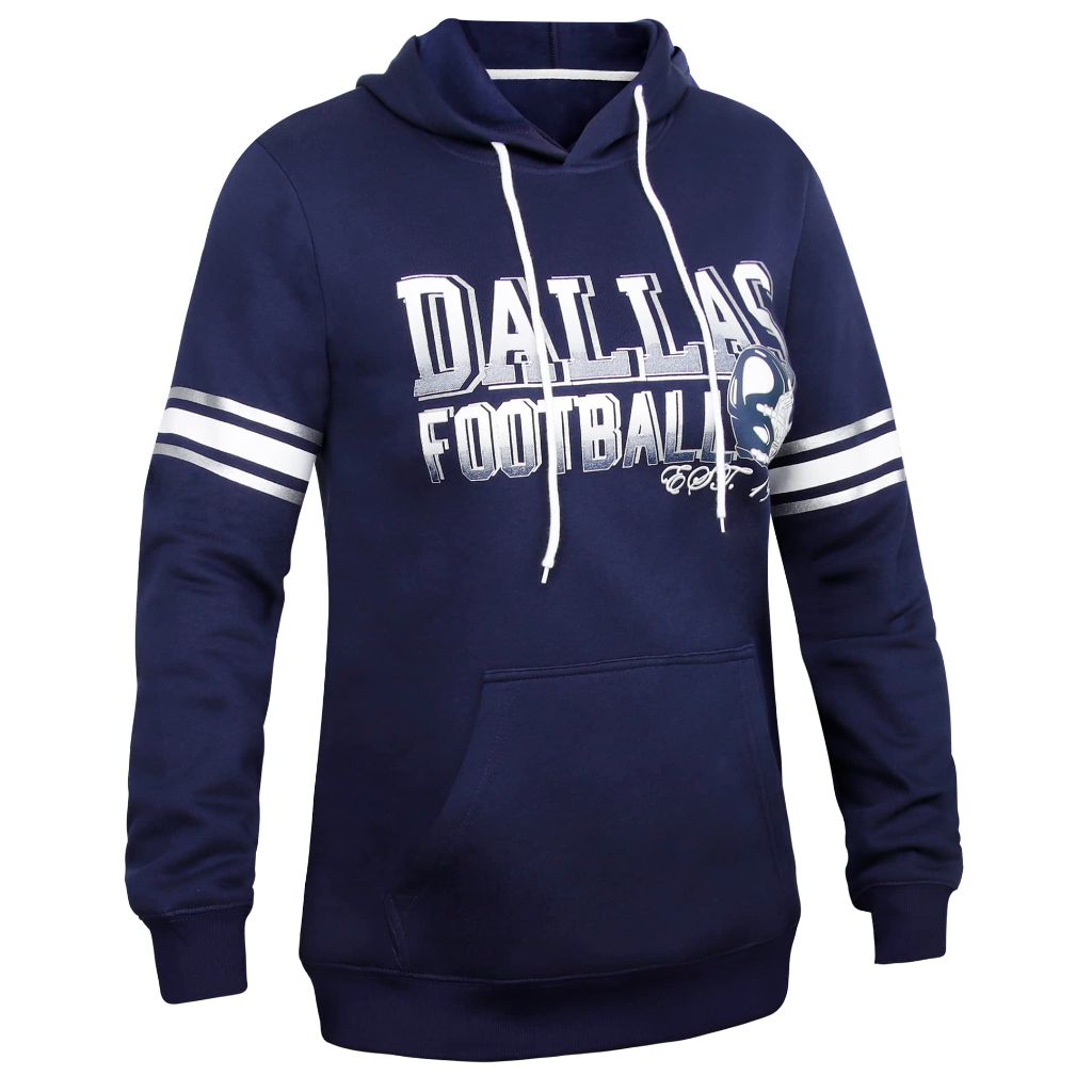Simapak Women's Classic Athletic Fleece Sweatshirts Hoodie Pullover - Dallas Cowboys, Navy & White (Small)